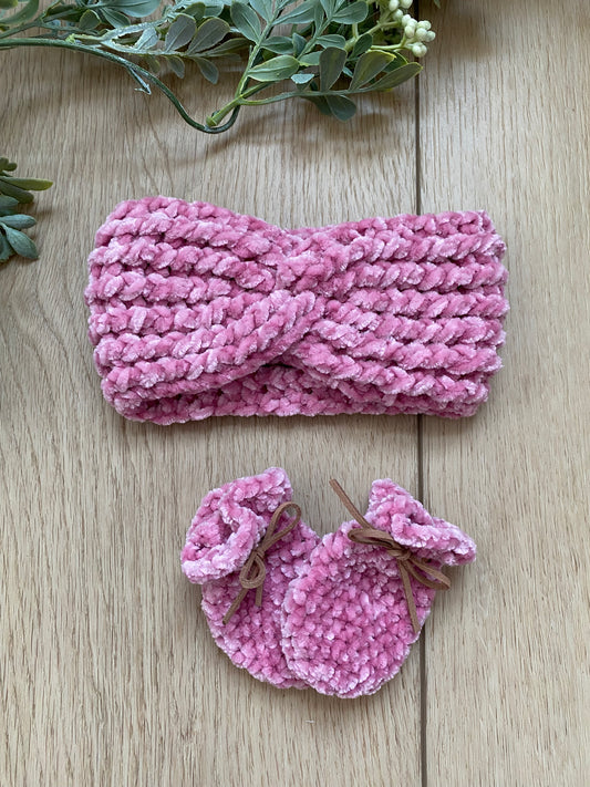 Twisted Headband Mitten Set