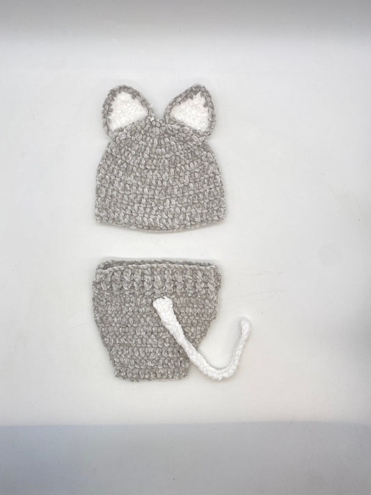 Newborn Graycie Cat Hat & Bloomers